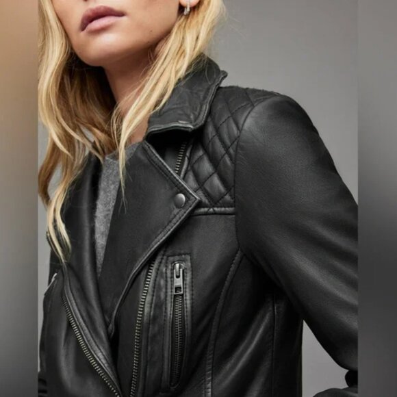 Cargo Leather Biker Jacket, 12, black - Picture 3 of 7